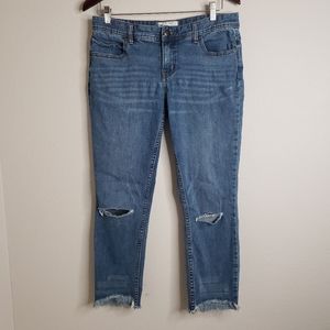 FREE PEOPLE | Distressed Cropped Finged Jeans